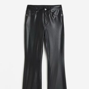 H&M Black vegan Leather Pants Flare nwt